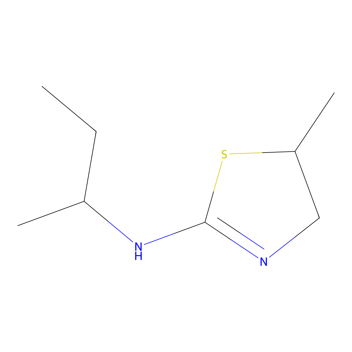 N-(butan-2-yl)-5-methyl-4,5-dihydro-1,3-thiazol-2-amine molecular structure, CAS 355156-83-1