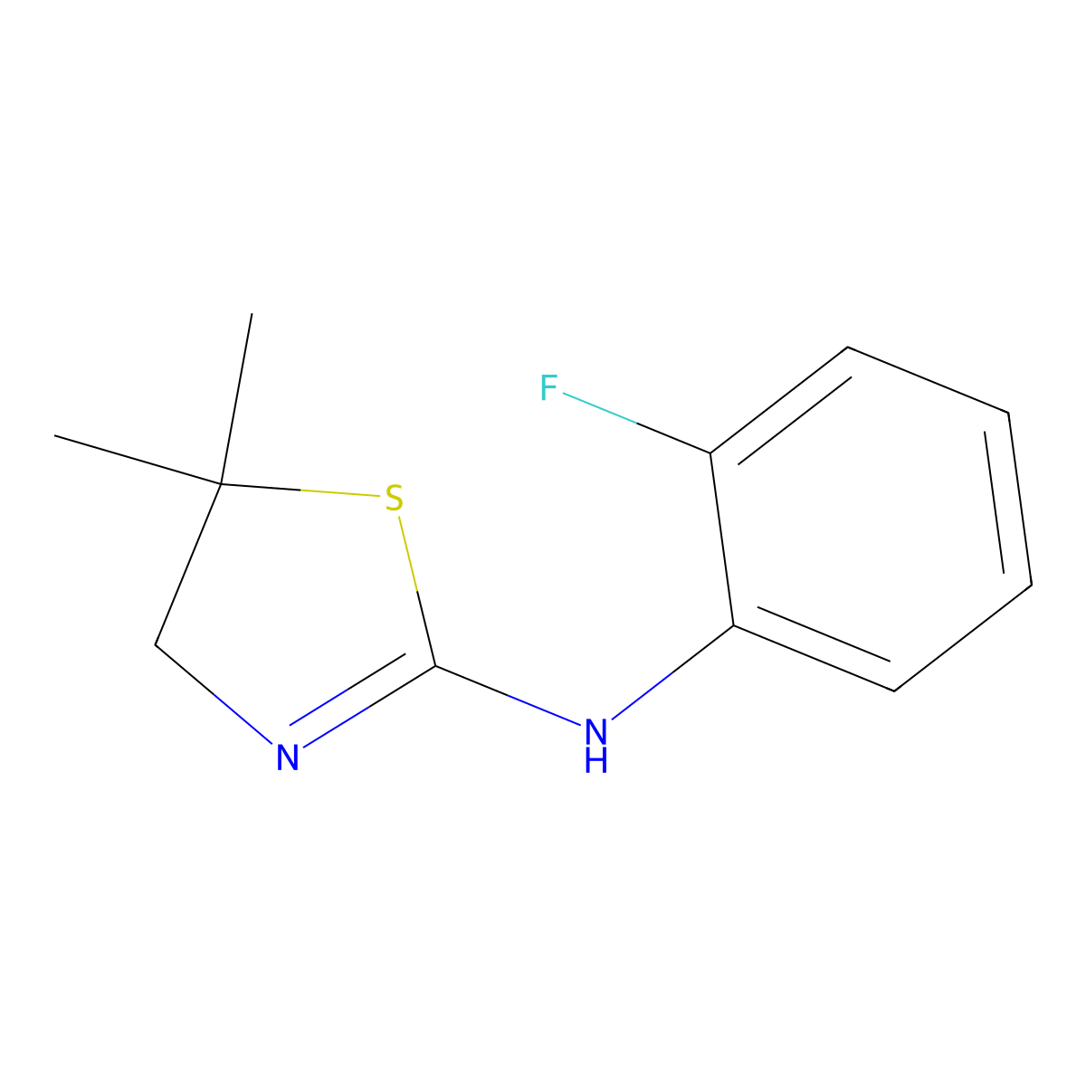 N-(2-Fluorophenyl)-5,5-dimethyl-4,5-dihydrothiazol-2-amine molecular structure, CAS 355156-91-1