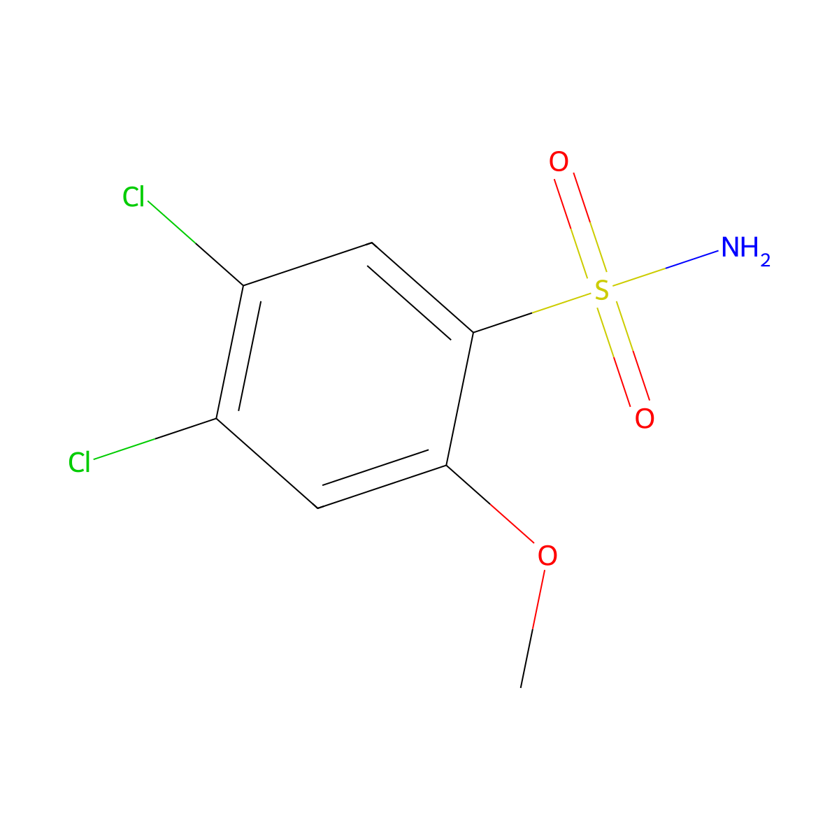 4,5-Dichloro-2-methoxybenzene-1-sulfonamide molecular structure, CAS 35517-55-6