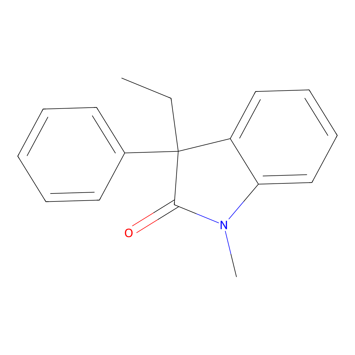 3-Ethyl-1-methyl-3-phenylindolin-2-one molecular structure, CAS 35524-76-6