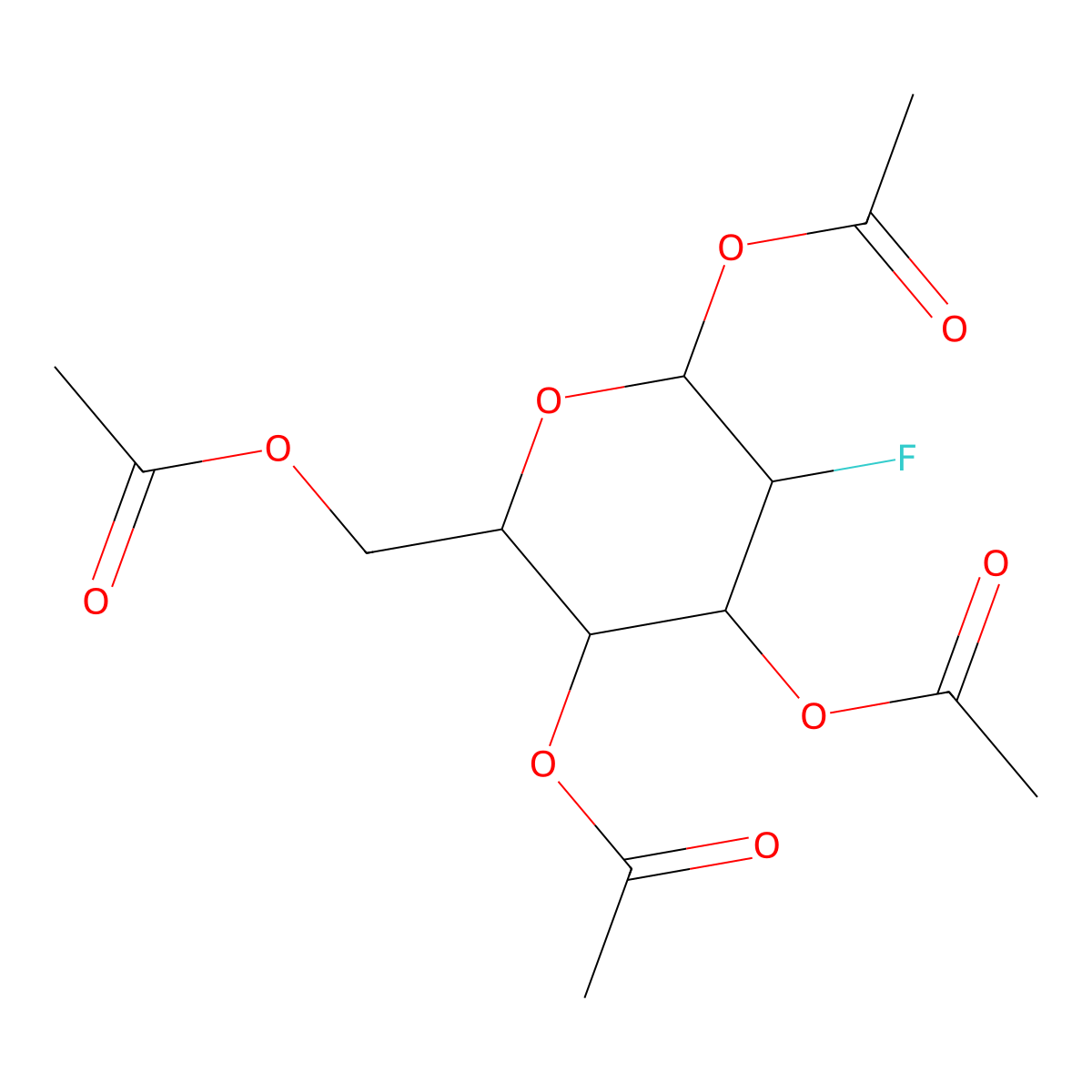 beta-D-Glucopyranose, 2-deoxy-2-fluoro-, tetraacetate molecular structure, CAS 35526-14-8