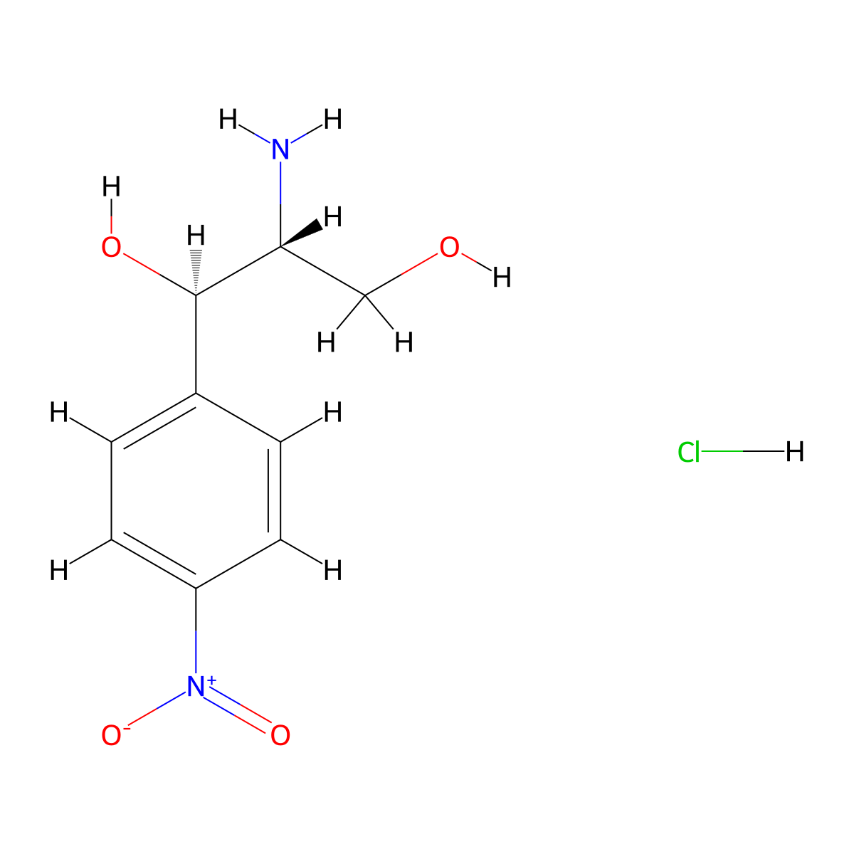 (1R,2R)-2-amino-1-(4-nitrophenyl)propane-1,3-diol hydrochloride molecular structure, CAS 35530-10-0