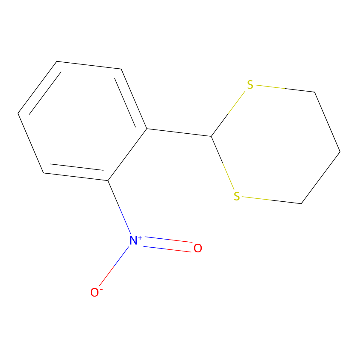 1,3-Dithiane, 2-(2-nitrophenyl)- molecular structure, CAS 35531-58-9