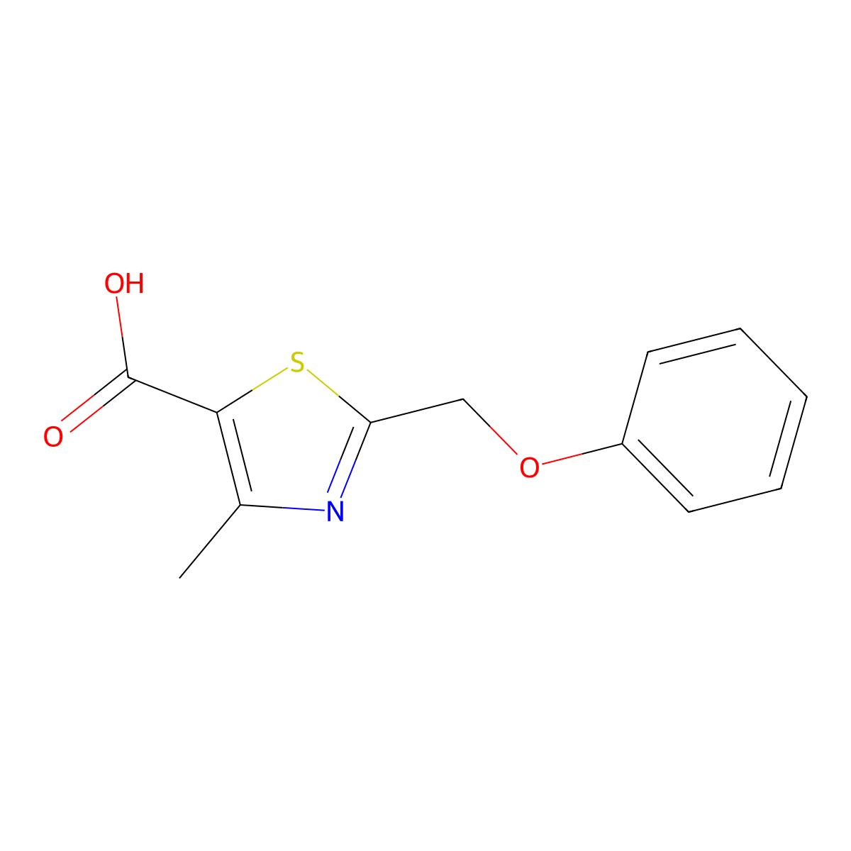 4-methyl-2-(phenoxymethyl)-1,3-thiazole-5-carboxylic Acid molecular structure, CAS 35535-10-5