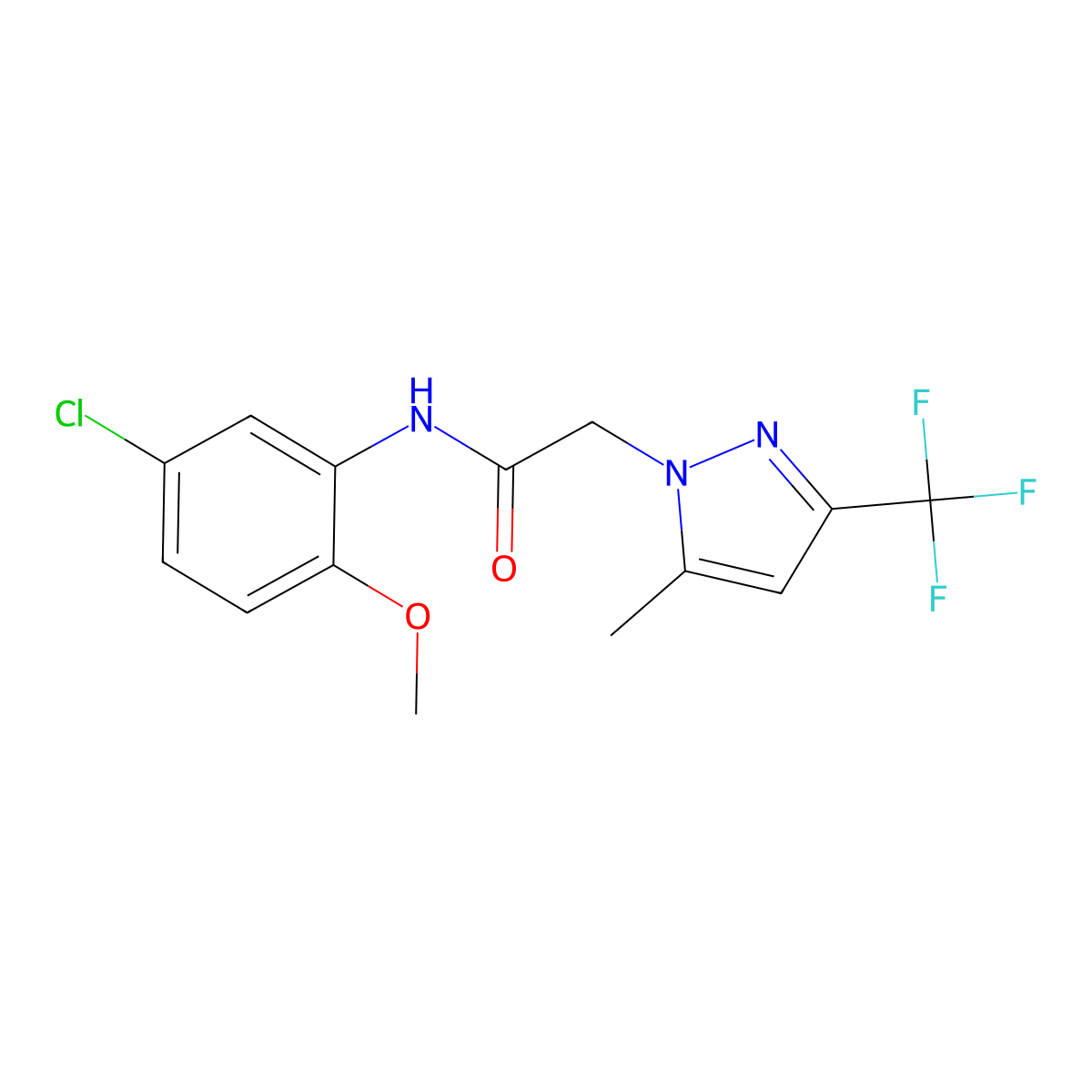 N-(5-chloro-2-methoxyphenyl)-2-[5-methyl-3-(trifluoromethyl)pyrazol-1-yl]acetamide molecular structure, CAS 355368-22-8