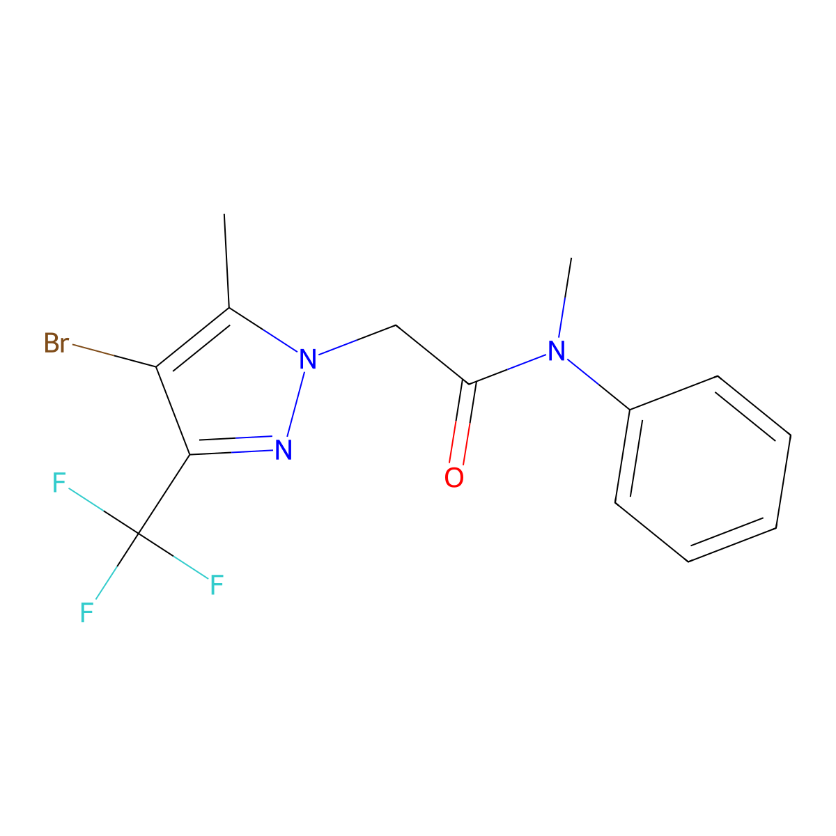 2-[4-bromo-5-methyl-3-(trifluoromethyl)pyrazol-1-yl]-N-methyl-N-phenylacetamide molecular structure, CAS 355368-33-1