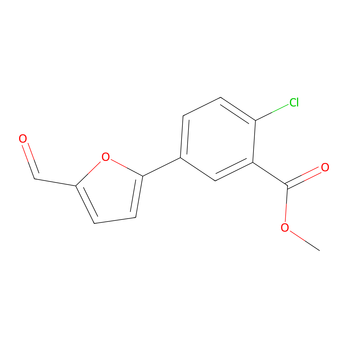 Methyl 2-chloro-5-(5-formylfuran-2-yl)benzoate molecular structure, CAS 355368-67-1