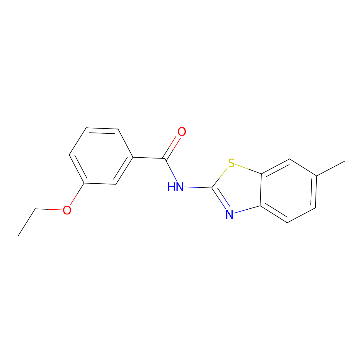 3-ethoxy-N-(6-methyl-1,3-benzothiazol-2-yl)benzamide molecular structure, CAS 355369-46-9