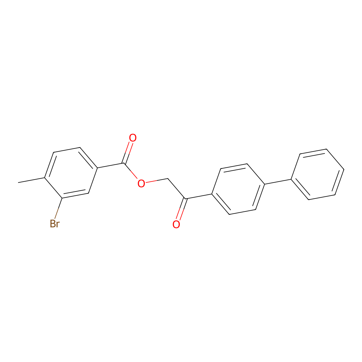 [2-Oxo-2-(4-phenylphenyl)ethyl] 3-bromo-4-methylbenzoate molecular structure, CAS 355372-52-0