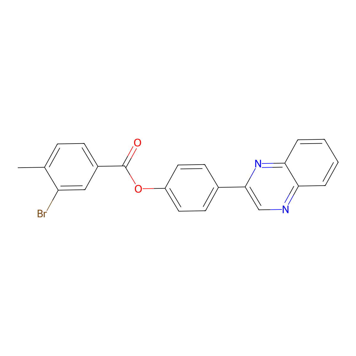 (4-Quinoxalin-2-ylphenyl) 3-bromo-4-methylbenzoate molecular structure, CAS 355372-65-5