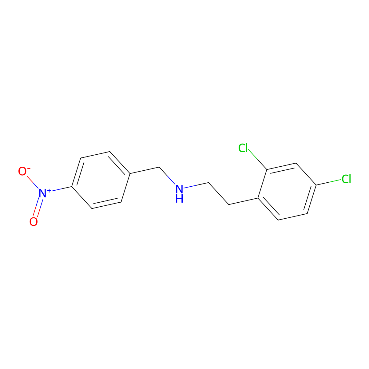 2-(2,4-dichlorophenyl)-N-(4-nitrobenzyl)ethanamine molecular structure, CAS 355381-57-6