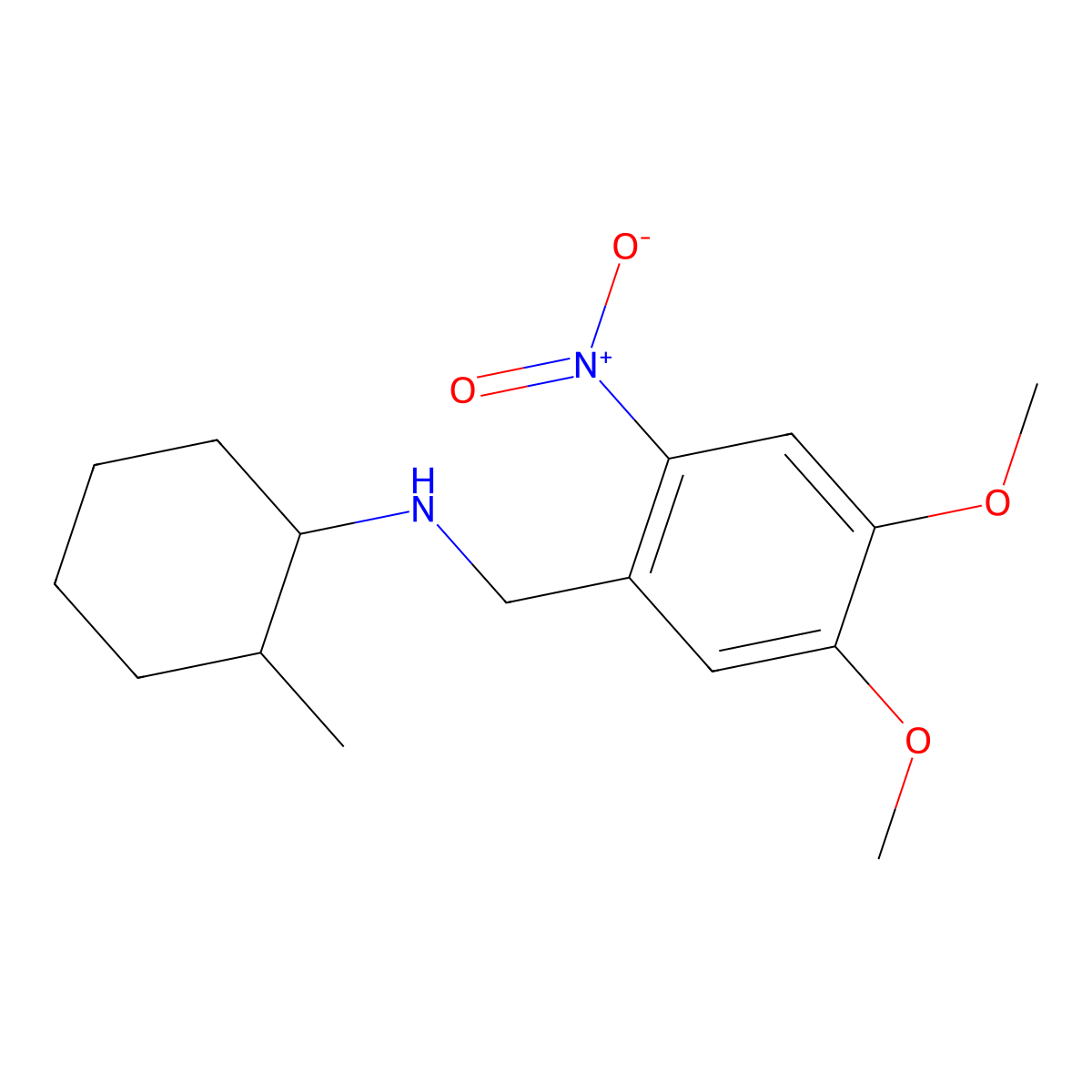 N-(4,5-dimethoxy-2-nitrobenzyl)-2-methylcyclohexanamine molecular structure, CAS 355381-64-5