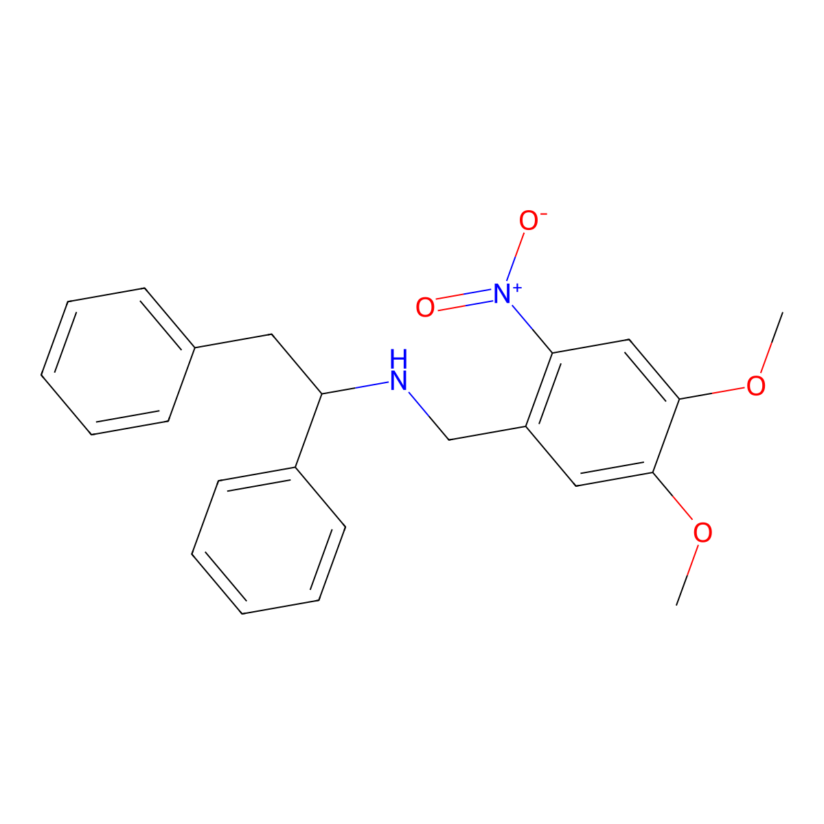 N-(4,5-dimethoxy-2-nitrobenzyl)-1,2-diphenylethanamine molecular structure, CAS 355381-66-7