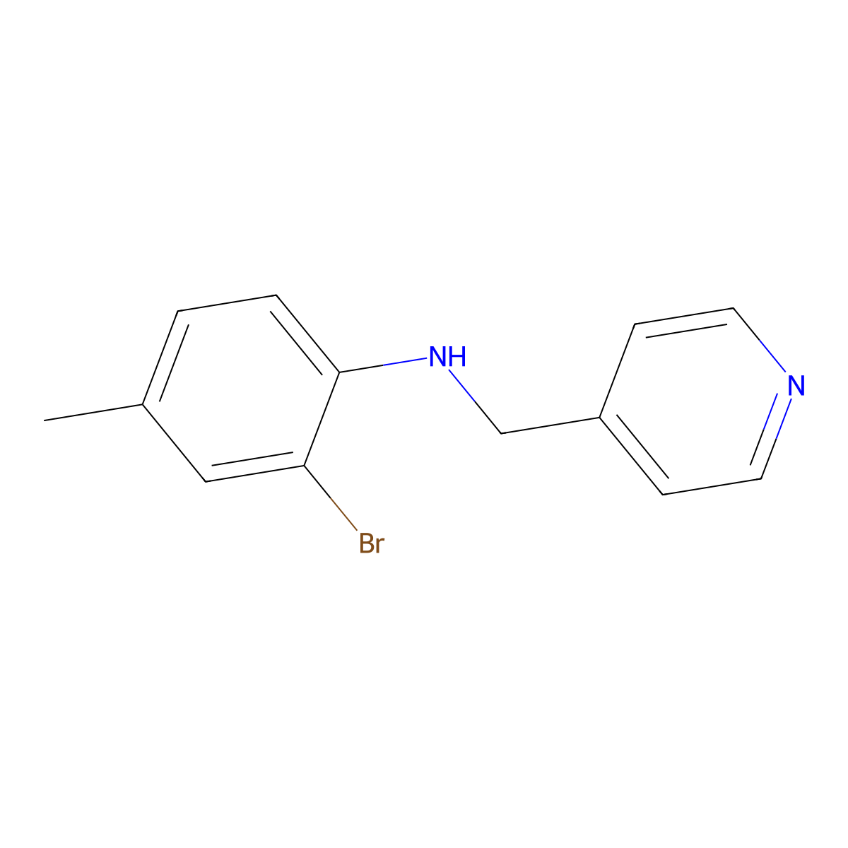 2-bromo-4-methyl-N-(pyridin-4-ylmethyl)aniline molecular structure, CAS 355381-69-0