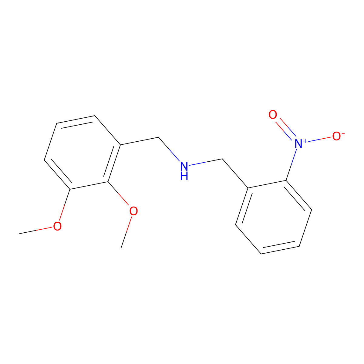 1-(2,3-dimethoxyphenyl)-N-(2-nitrobenzyl)methanamine molecular structure, CAS 355381-86-1