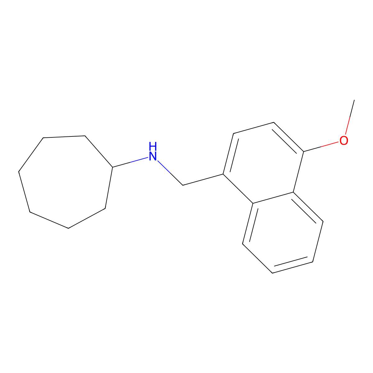 N-[(4-methoxynaphthalen-1-yl)methyl]cycloheptanamine molecular structure, CAS 355382-08-0
