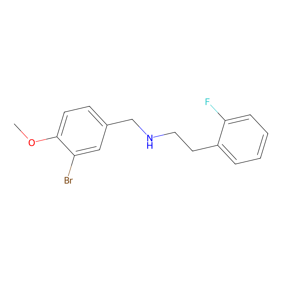 N-[(3-bromo-4-methoxyphenyl)methyl]-2-(2-fluorophenyl)ethanamine molecular structure, CAS 355382-10-4