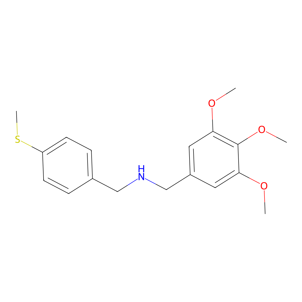 {[4-(Methylsulfanyl)phenyl]methyl}[(3,4,5-trimethoxyphenyl)methyl]amine molecular structure, CAS 355382-34-2