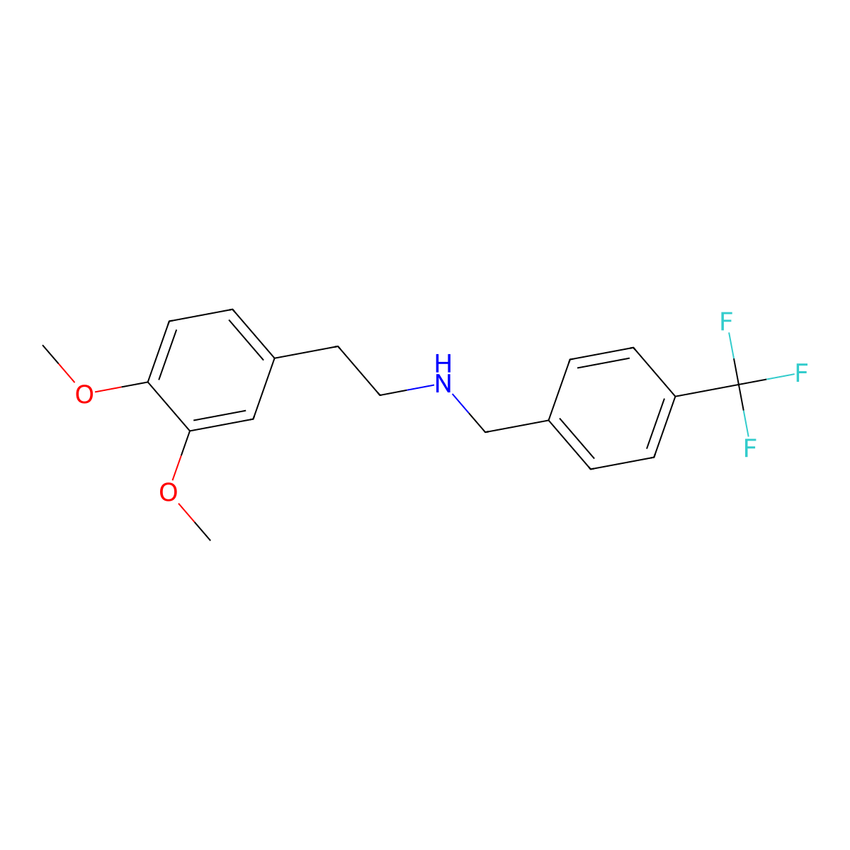 2-(3,4-dimethoxyphenyl)-N-[4-(trifluoromethyl)benzyl]ethanamine molecular structure, CAS 355382-36-4