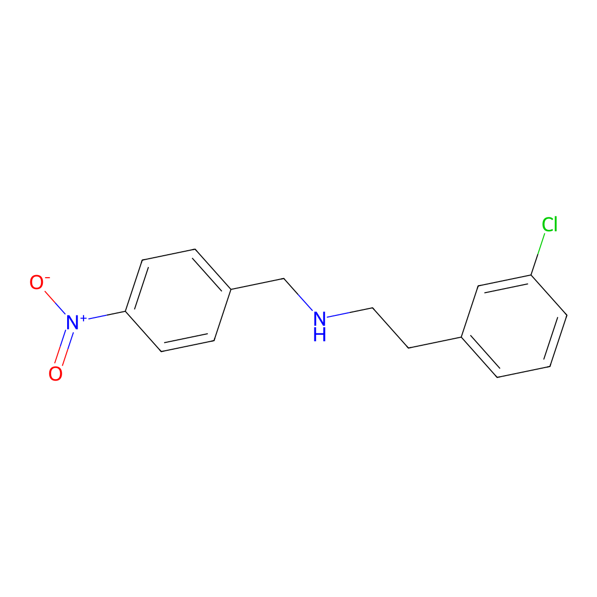 2-(3-chlorophenyl)-N-(4-nitrobenzyl)ethanamine molecular structure, CAS 355382-37-5