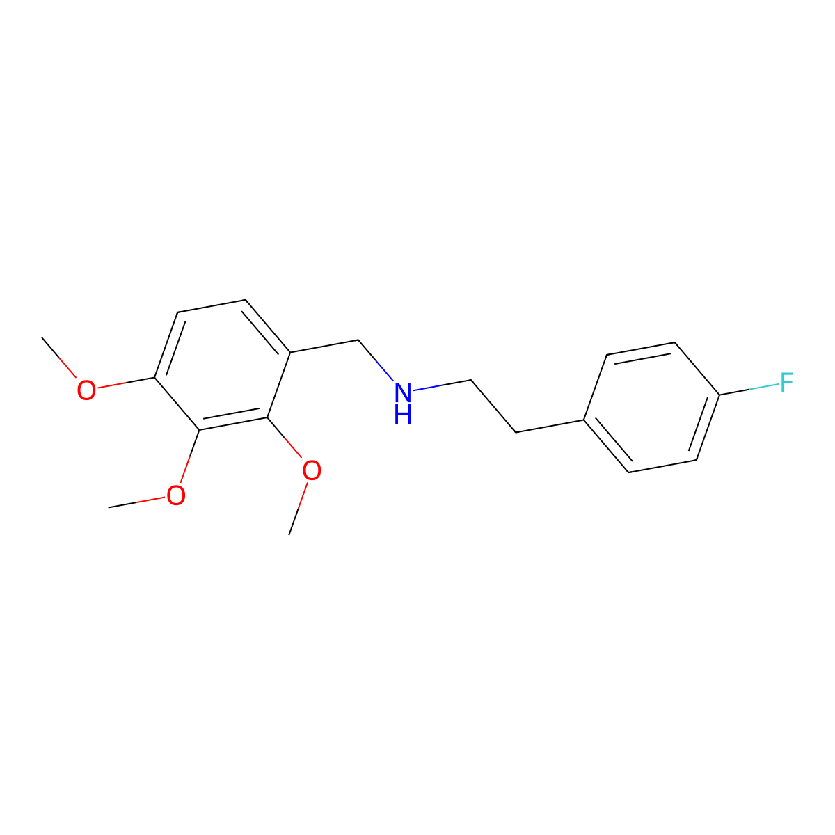 2-(4-fluorophenyl)-N-(2,3,4-trimethoxybenzyl)ethanamine molecular structure, CAS 355382-38-6