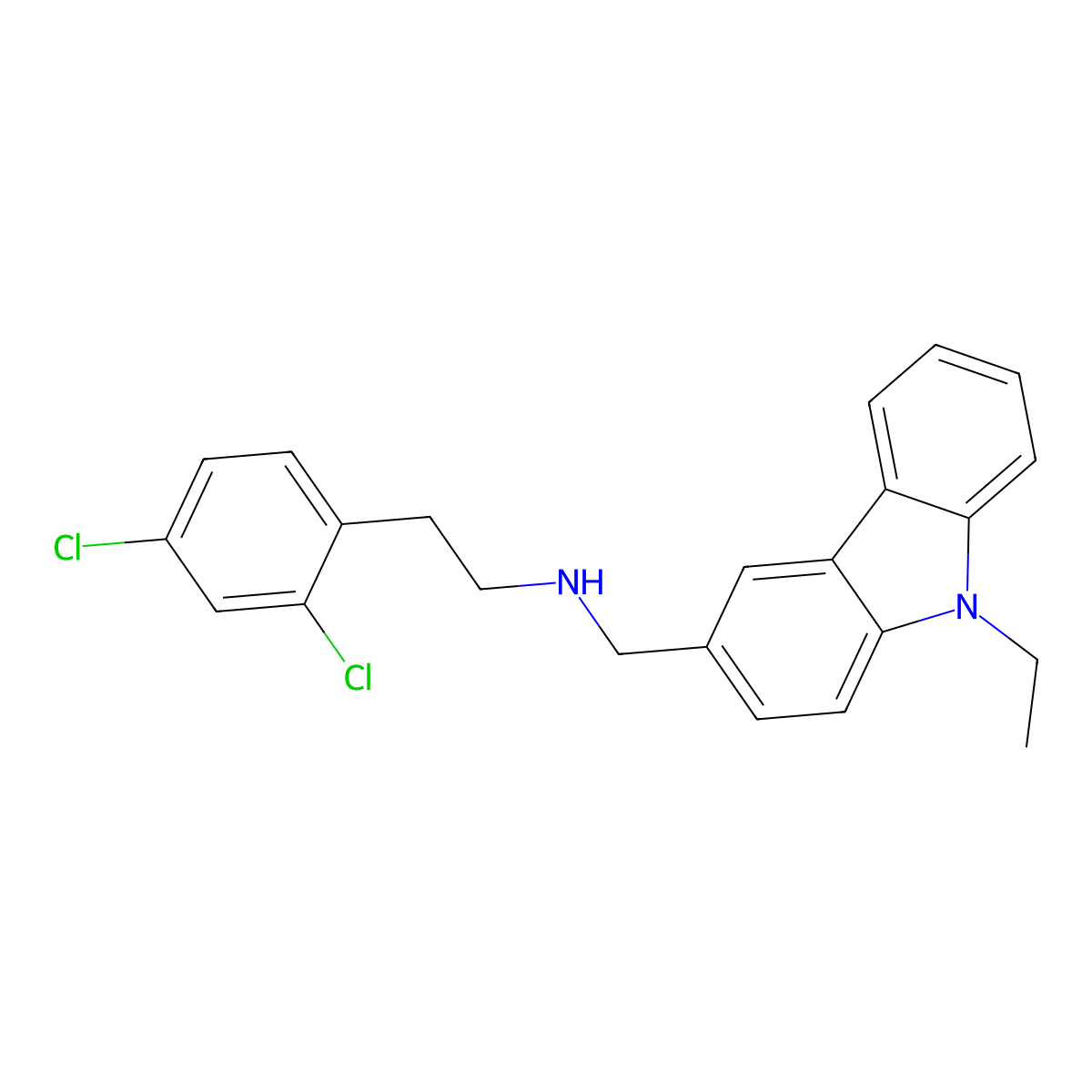 2-(2,4-dichlorophenyl)-N-[(9-ethylcarbazol-3-yl)methyl]ethanamine molecular structure, CAS 355382-55-7