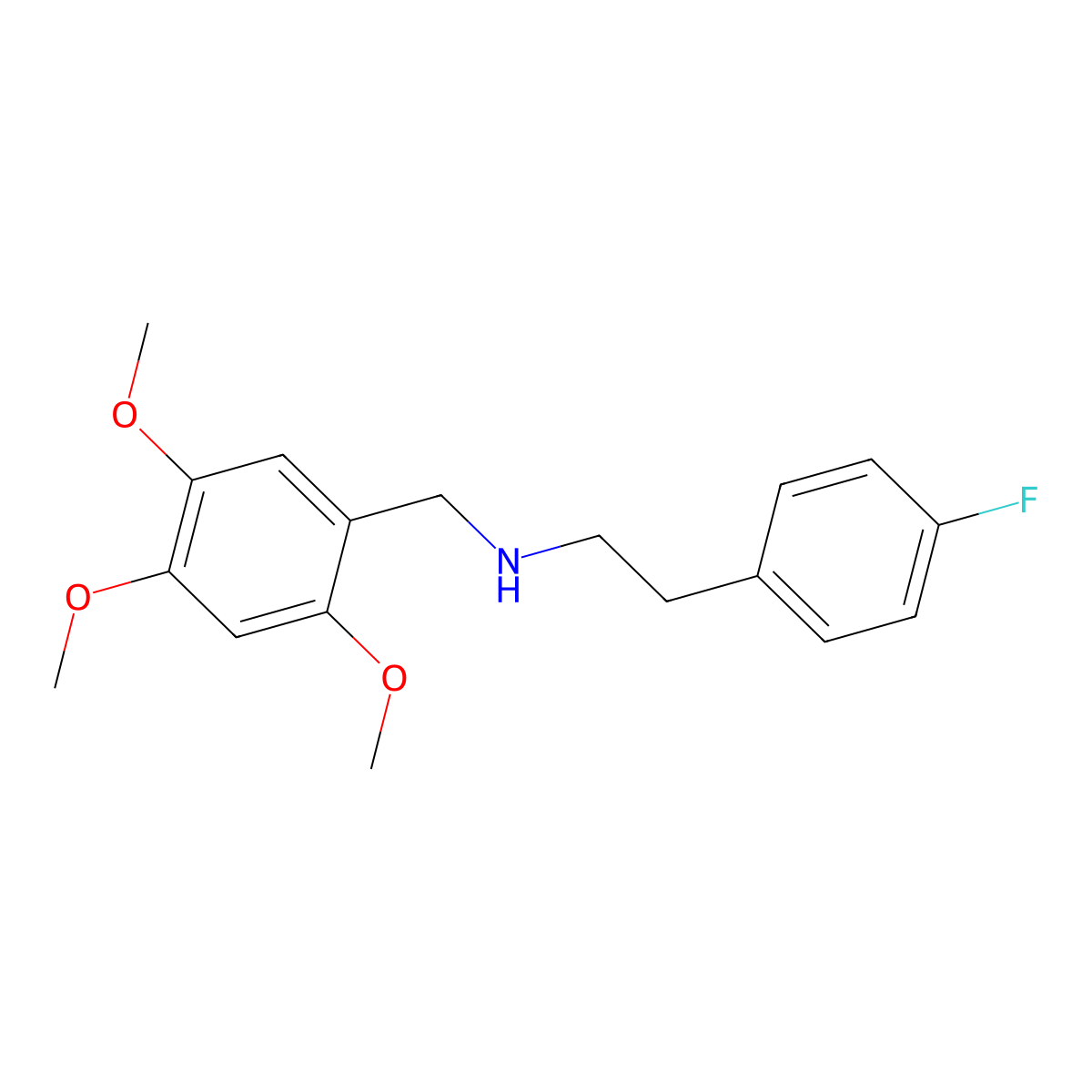 2-(4-fluorophenyl)-N-(2,4,5-trimethoxybenzyl)ethanamine molecular structure, CAS 355382-70-6