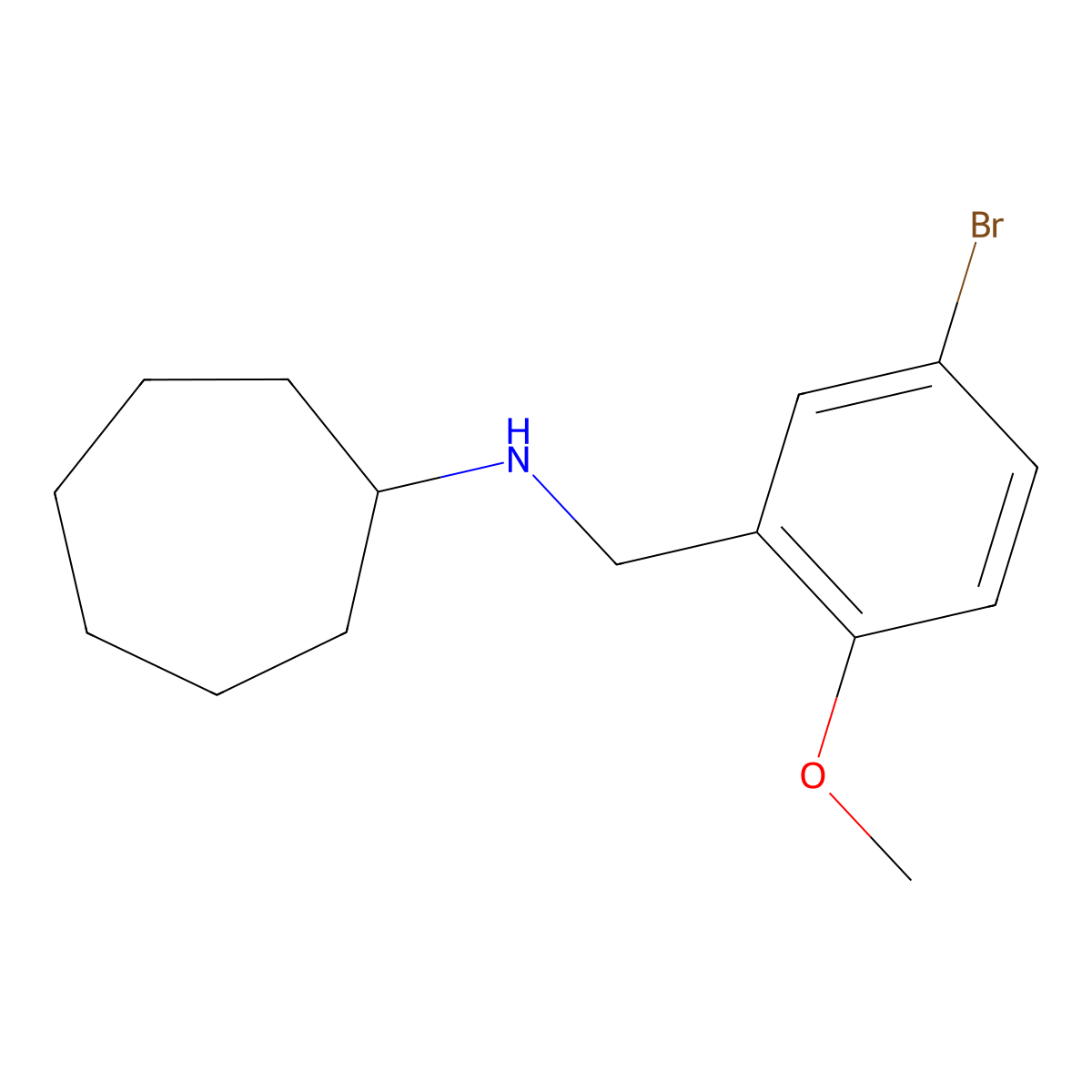 N-[(5-bromo-2-methoxyphenyl)methyl]cycloheptanamine molecular structure, CAS 355382-74-0
