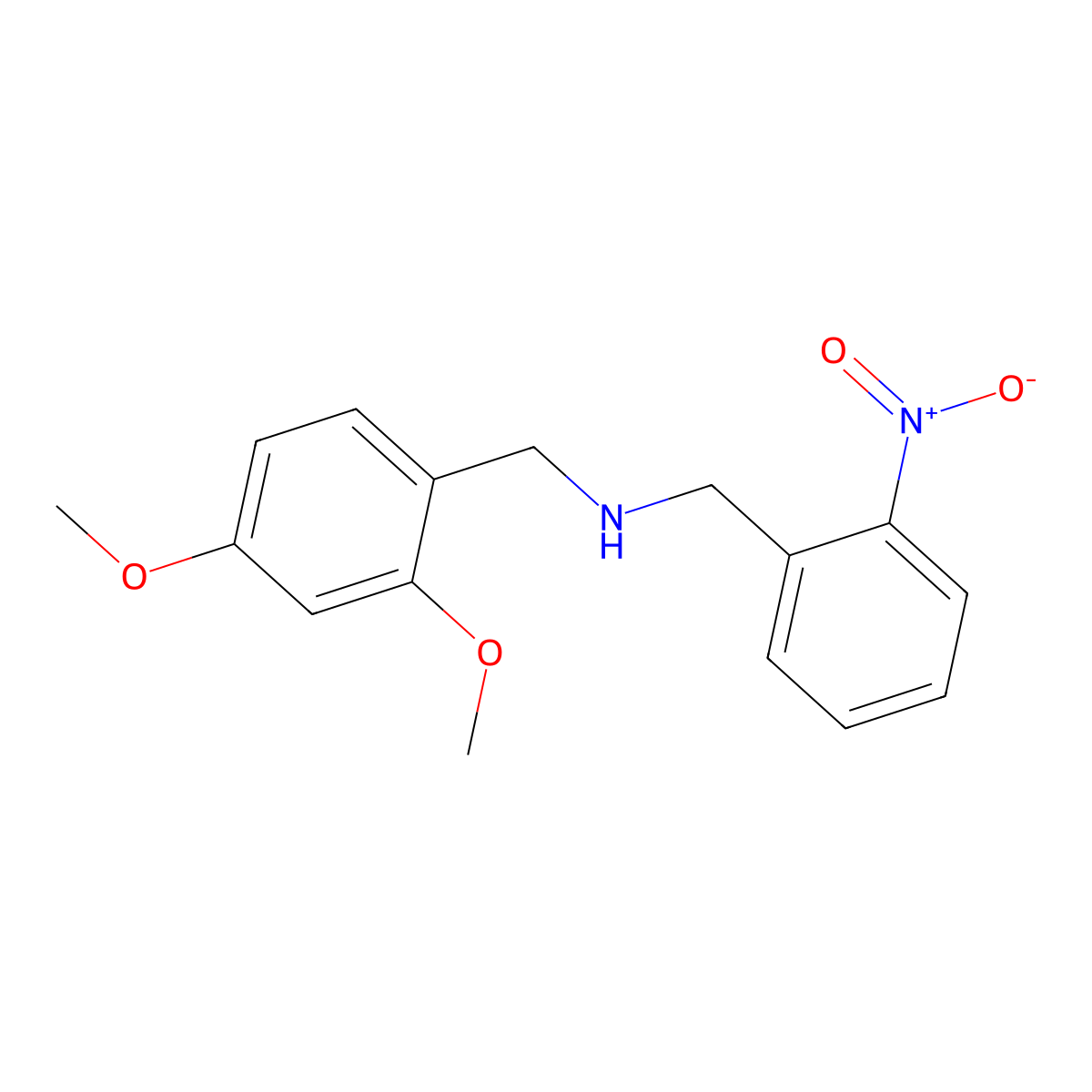 1-(2,4-dimethoxyphenyl)-N-(2-nitrobenzyl)methanamine molecular structure, CAS 355382-79-5