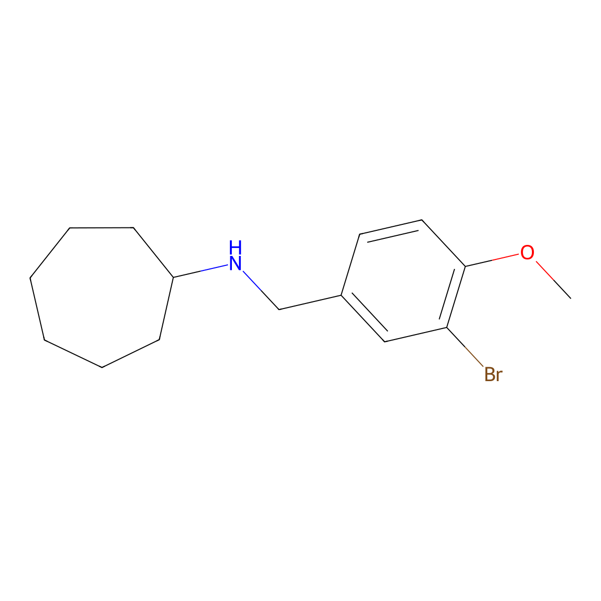 N-[(3-bromo-4-methoxyphenyl)methyl]cycloheptanamine molecular structure, CAS 355382-81-9