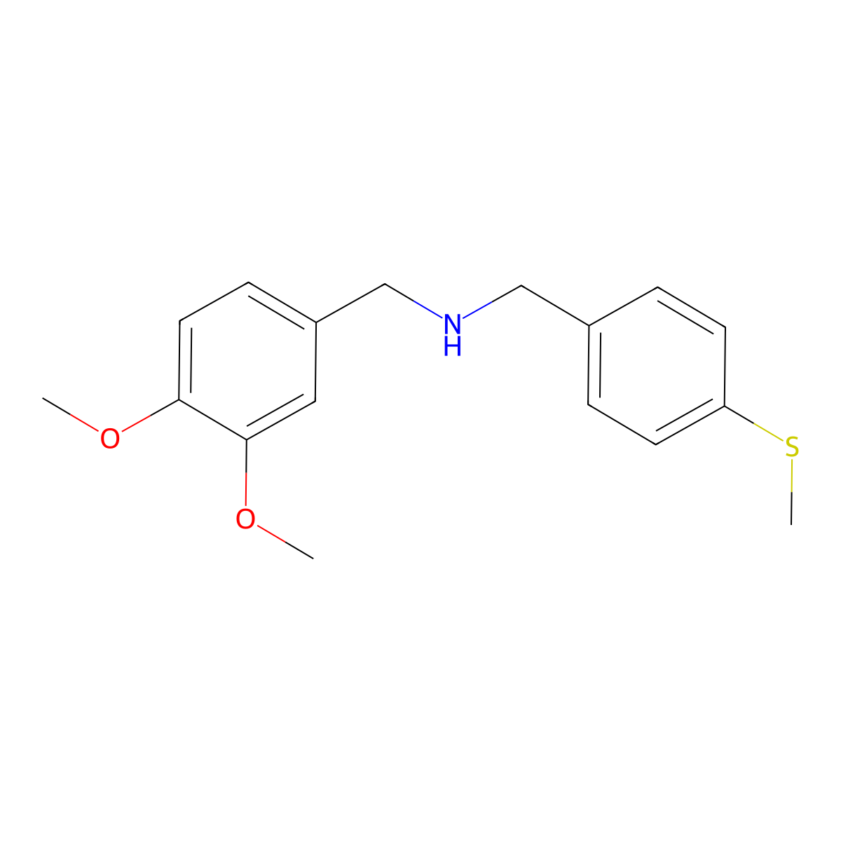 N-[(3,4-dimethoxyphenyl)methyl]-1-(4-methylsulfanylphenyl)methanamine molecular structure, CAS 355382-83-1