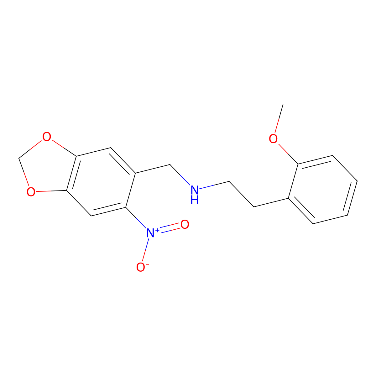 2-(2-methoxyphenyl)-N-[(6-nitro-1,3-benzodioxol-5-yl)methyl]ethanamine molecular structure, CAS 355382-84-2