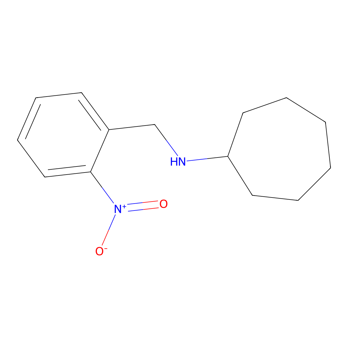 N-(2-nitrobenzyl)cycloheptanamine molecular structure, CAS 355382-89-7