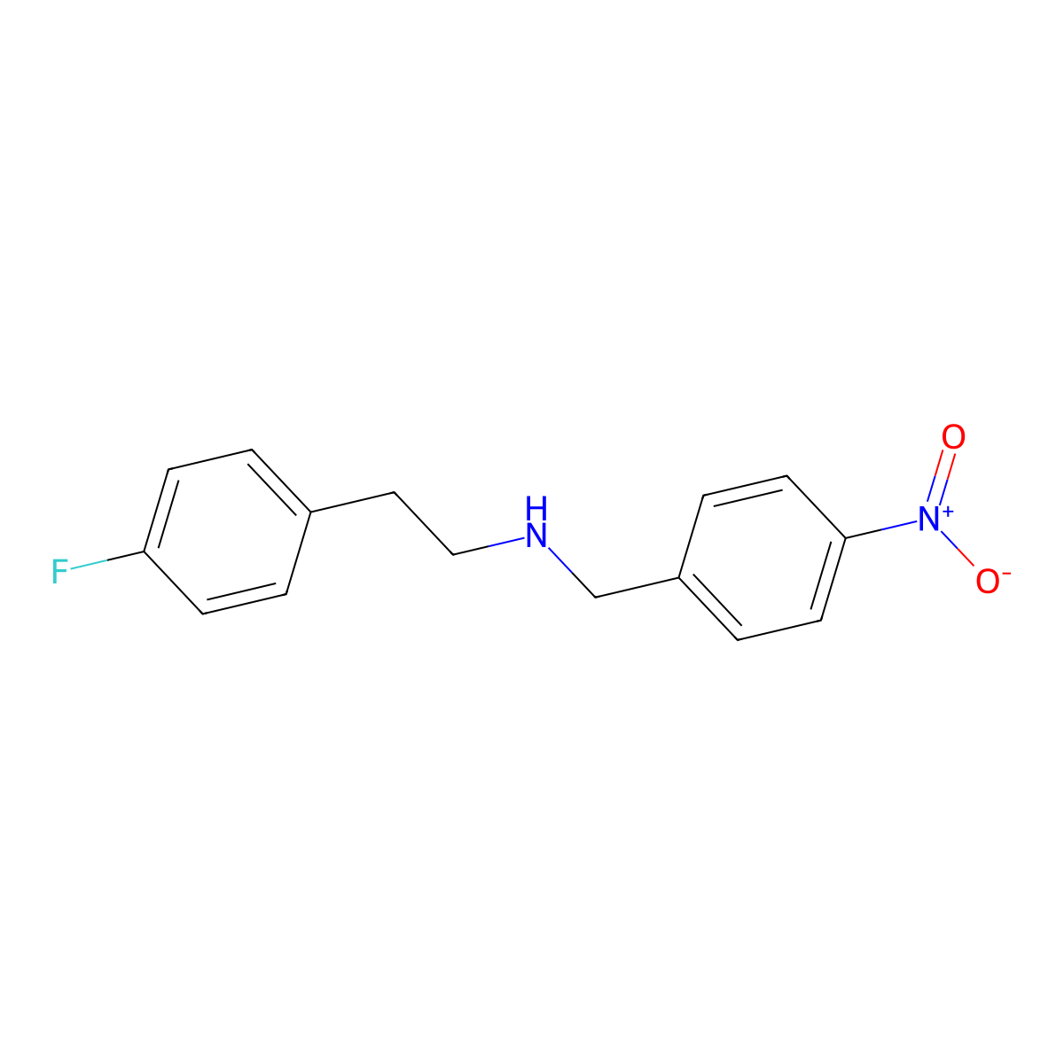 2-(4-fluorophenyl)-N-(4-nitrobenzyl)ethanamine molecular structure, CAS 355383-13-0
