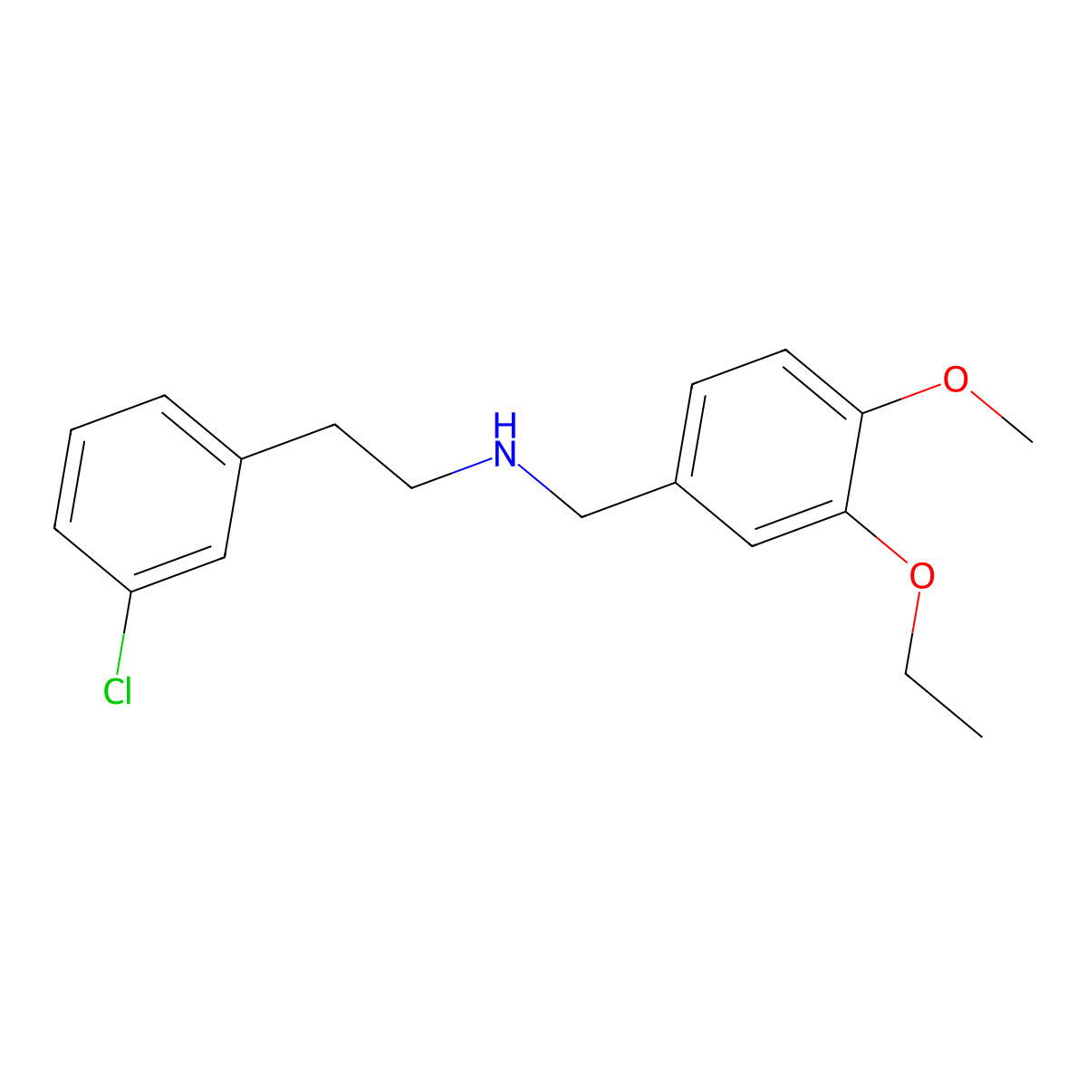 2-(3-chlorophenyl)-N-(3-ethoxy-4-methoxybenzyl)ethanamine molecular structure, CAS 355383-19-6