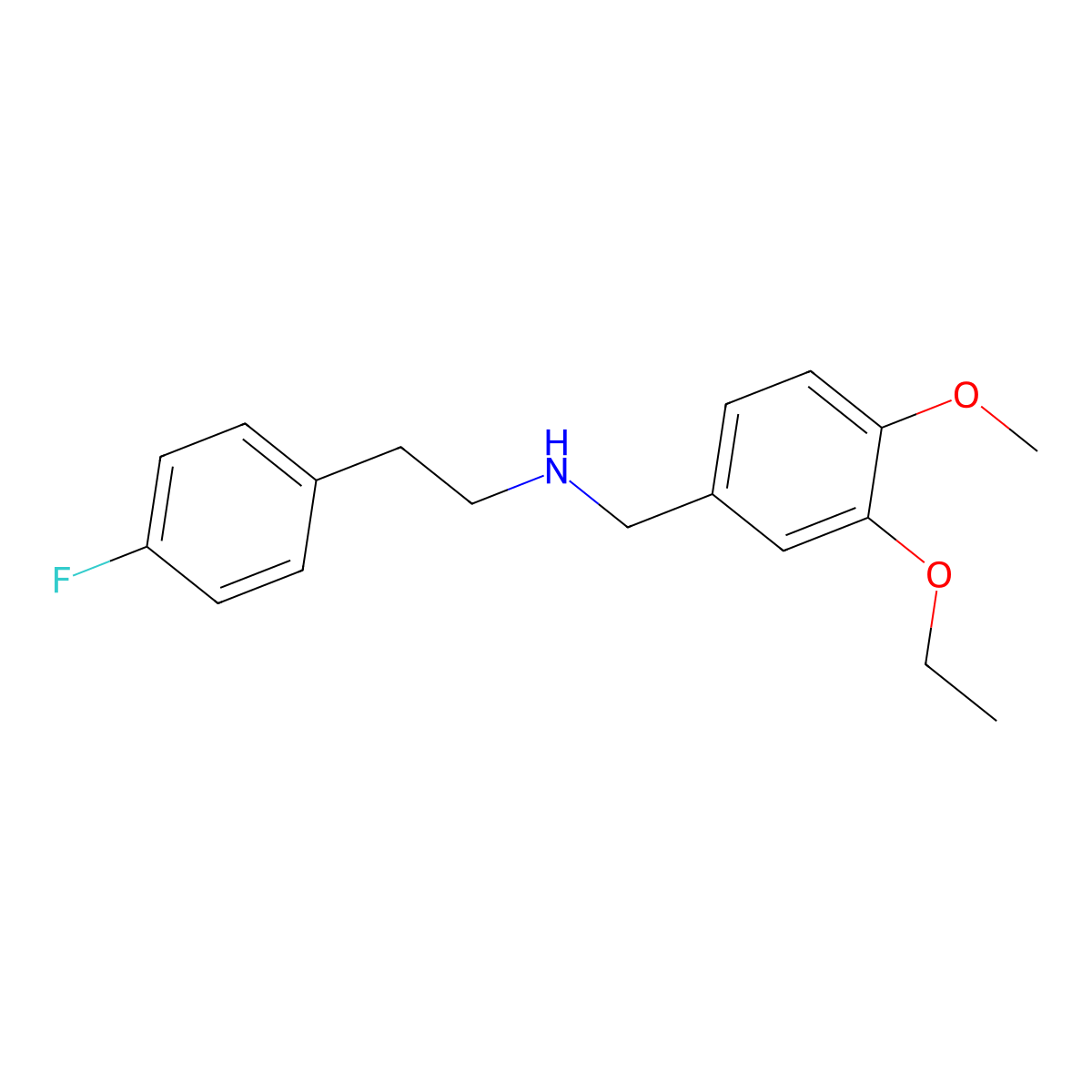 N-(3-ethoxy-4-methoxybenzyl)-2-(4-fluorophenyl)ethanamine molecular structure, CAS 355383-34-5