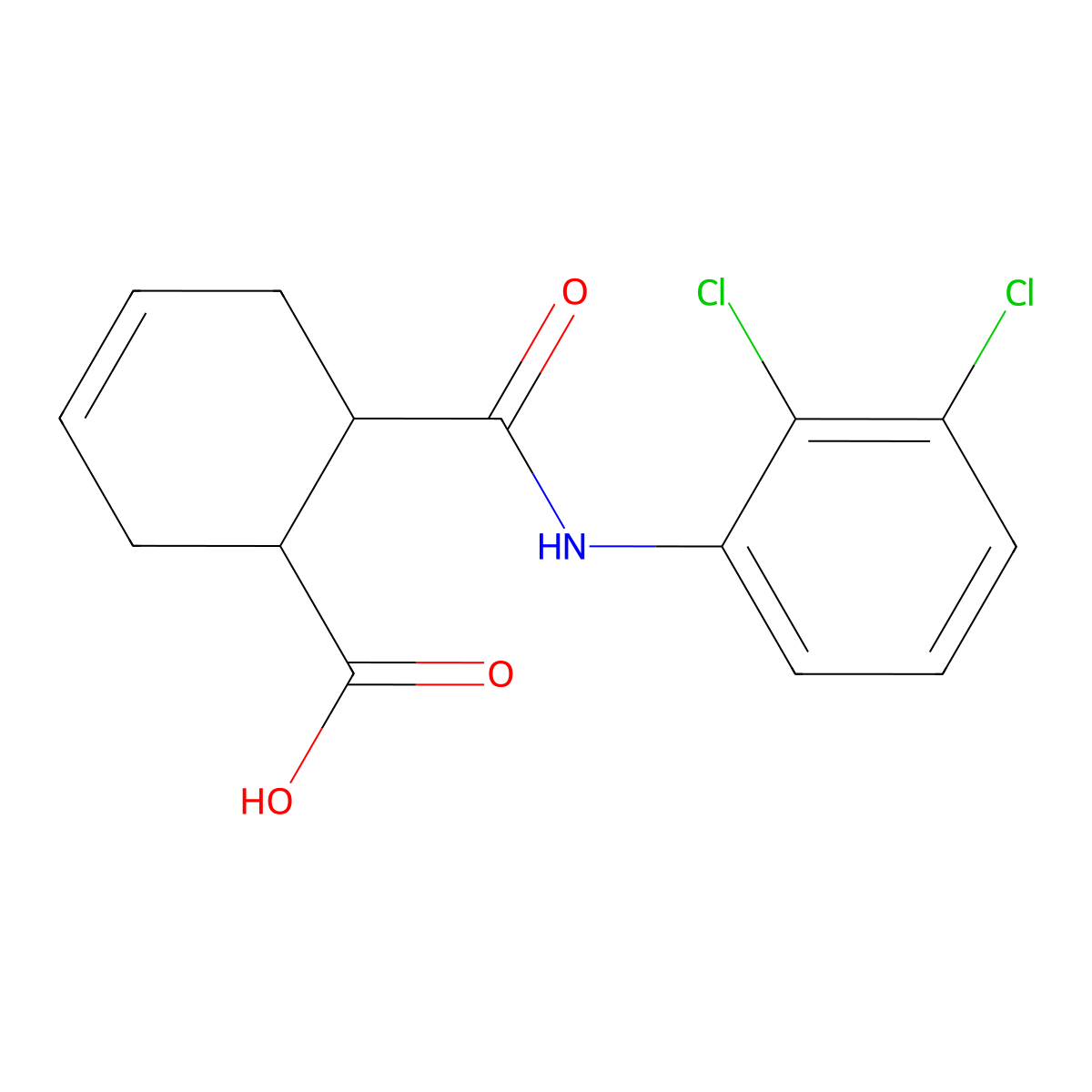 6-[(2,3-Dichlorophenyl)carbamoyl]cyclohex-3-ene-1-carboxylic acid molecular structure, CAS 355383-57-2