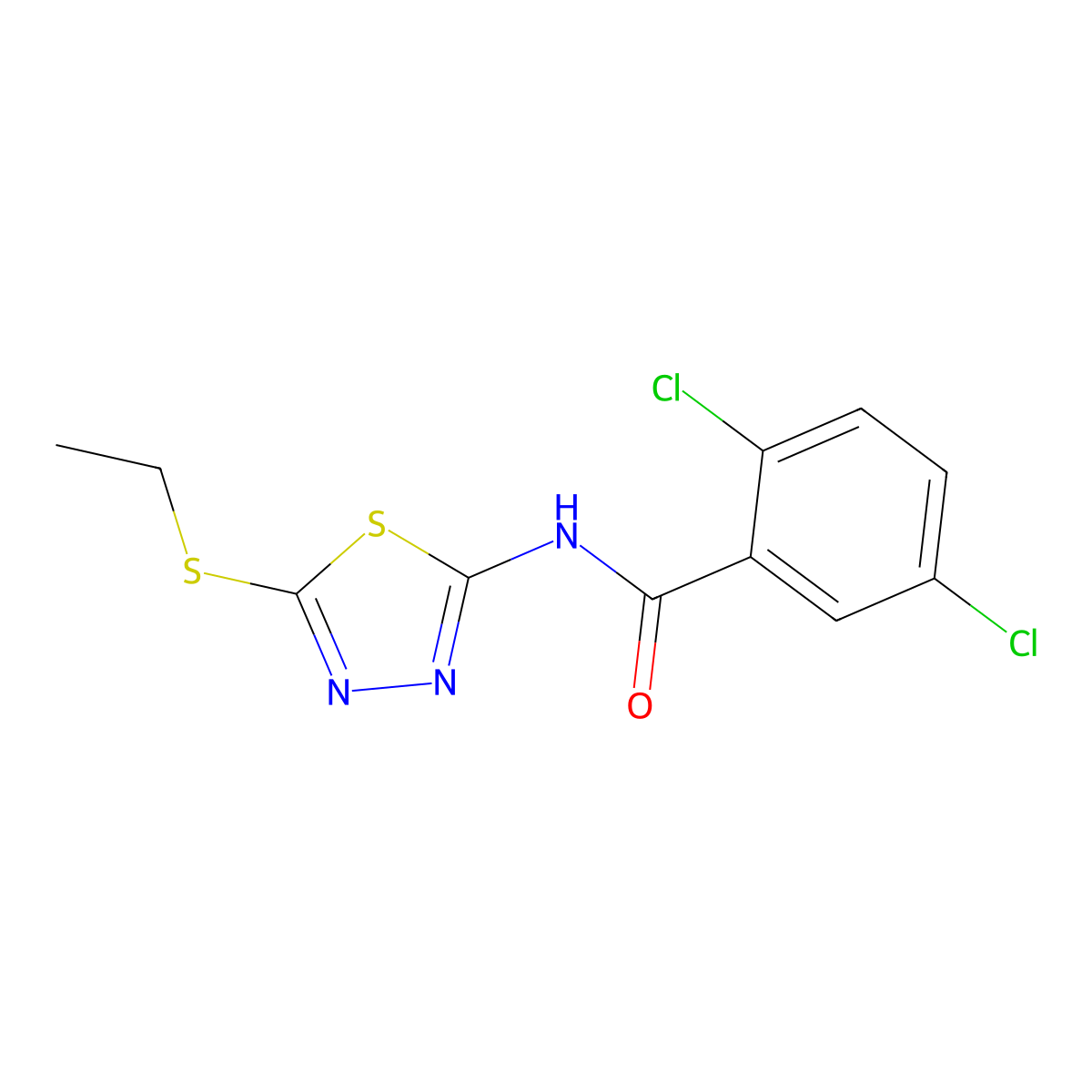 2,5-dichloro-N-[5-(ethylsulfanyl)-1,3,4-thiadiazol-2-yl]benzamide molecular structure, CAS 355383-78-7