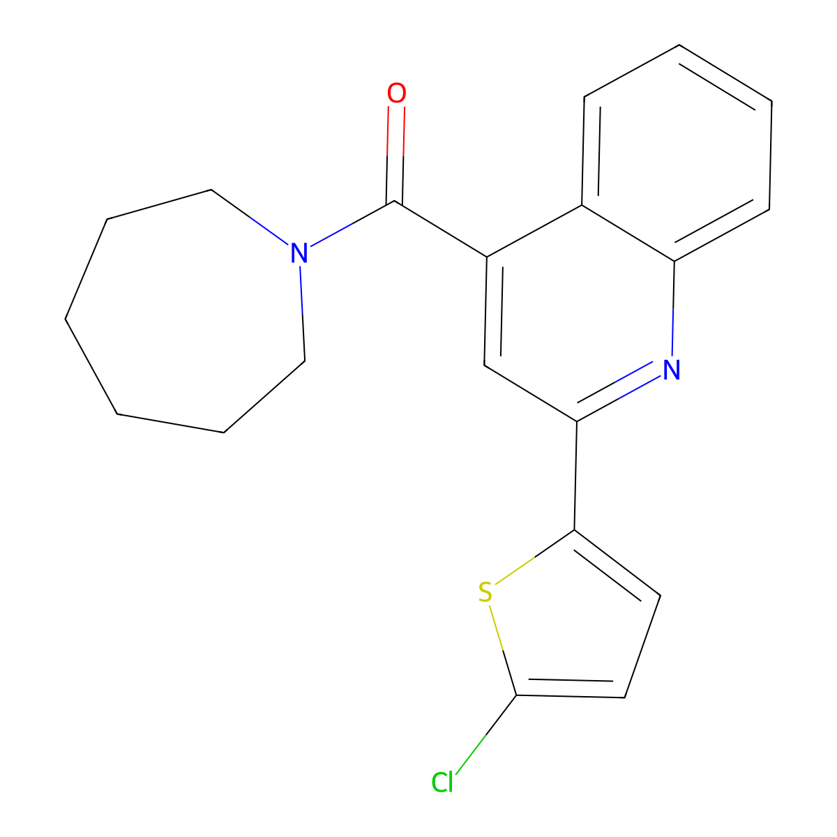 (2-(5-Chloro-2-thienyl)-4-quinolinyl)(hexahydro-1H-azepin-1-yl)methanone molecular structure, CAS 355384-03-1