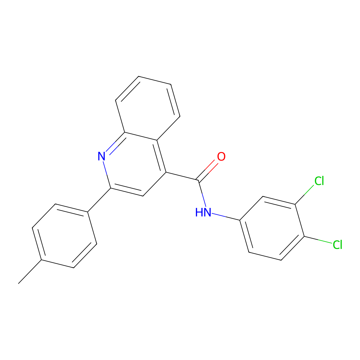 N-(3,4-dichlorophenyl)-2-(4-methylphenyl)quinoline-4-carboxamide molecular structure, CAS 355384-05-3