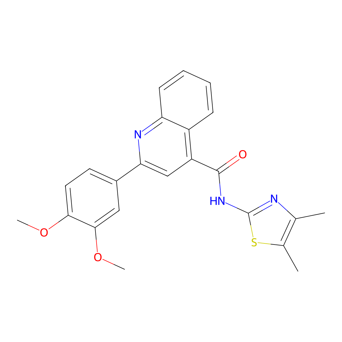 2-(3,4-dimethoxyphenyl)-N-(4,5-dimethyl-1,3-thiazol-2-yl)quinoline-4-carboxamide molecular structure, CAS 355384-15-5