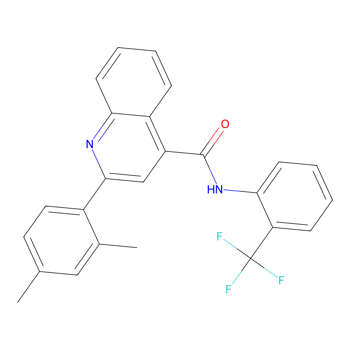 2-(2,4-dimethylphenyl)-N-[2-(trifluoromethyl)phenyl]quinoline-4-carboxamide molecular structure, CAS 355384-37-1