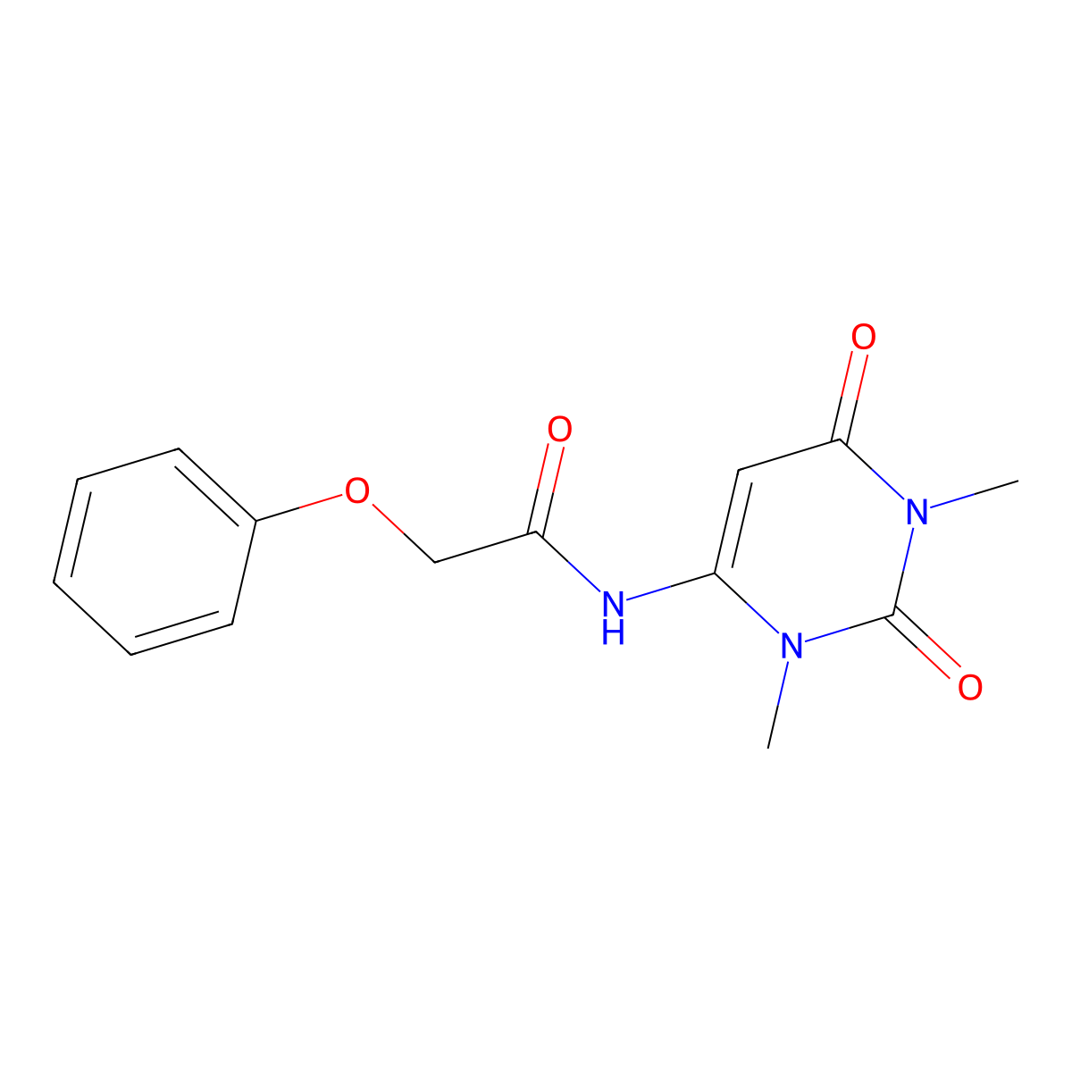 N-(1,3-dimethyl-2,6-dioxo-1,2,3,6-tetrahydropyrimidin-4-yl)-2-phenoxyacetamide molecular structure, CAS 355384-42-8