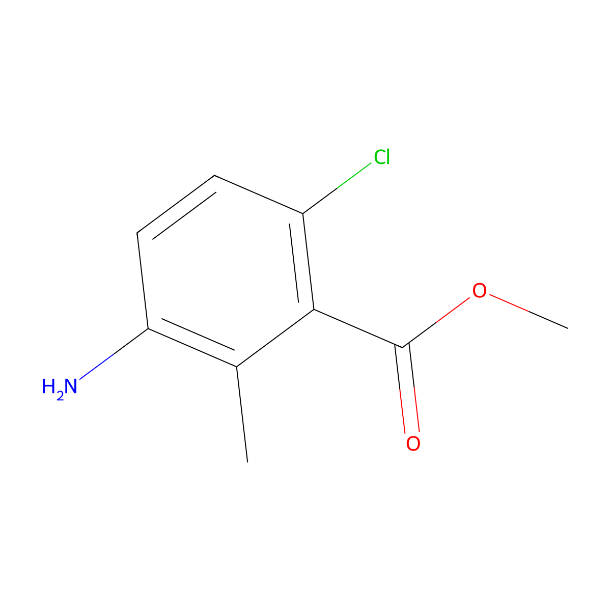 Methyl 3-amino-6-chloro-2-methylbenzoate molecular structure, CAS 355390-11-3