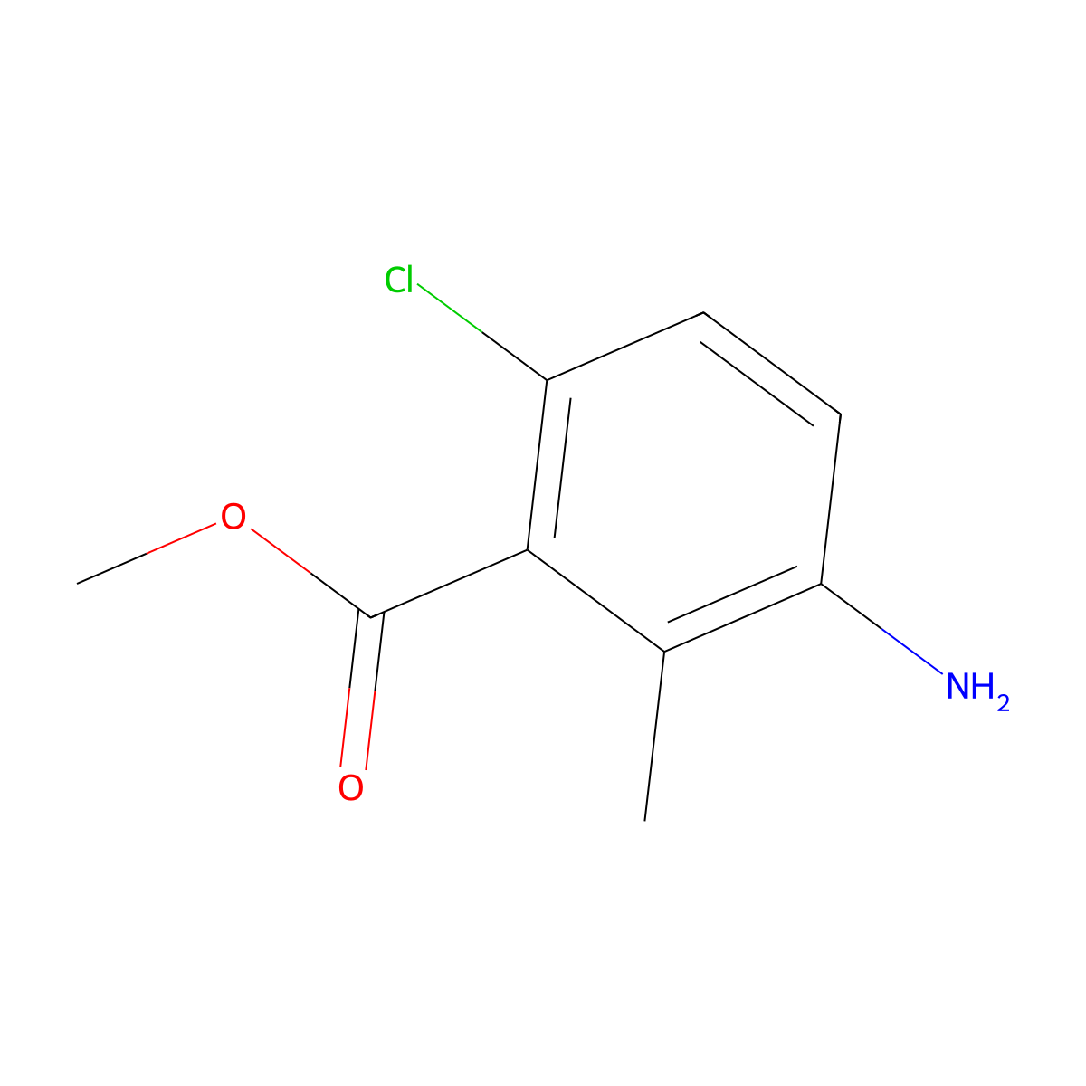 Methyl 3-amino-6-chloro-2-methylbenzoate molecular structure, CAS 355390-11-3