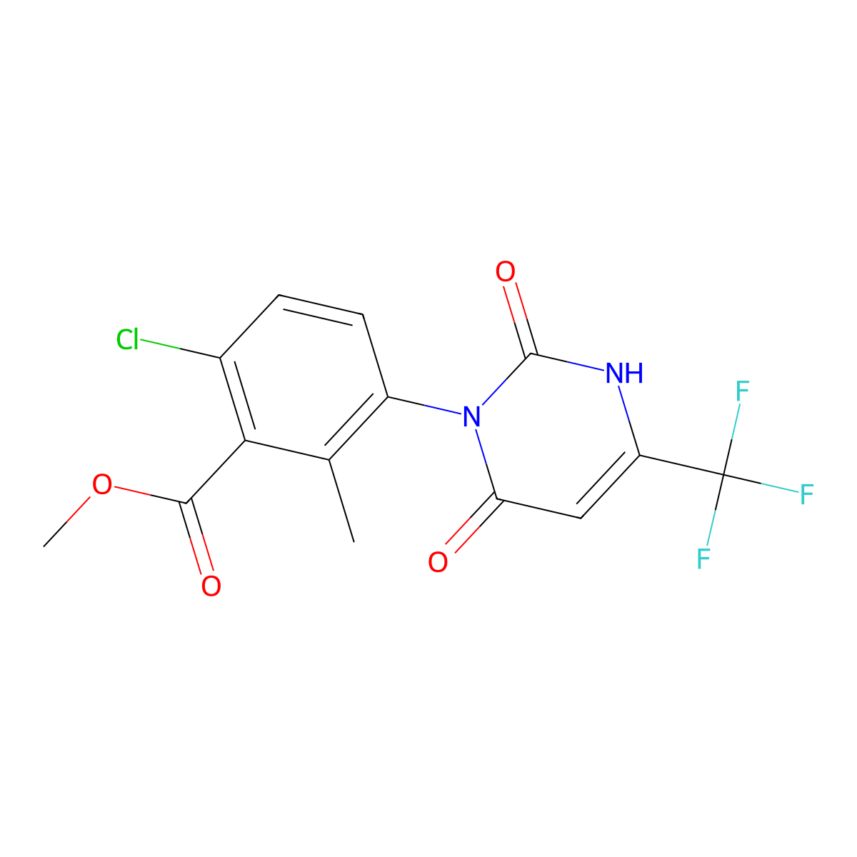 Methyl 6-chloro-3-(2,6-dioxo-4-(trifluoromethyl)-2,3-dihydropyrimidin-1(6H)-yl)-2-methylbenzoate molecular structure, CAS 355390-15-7
