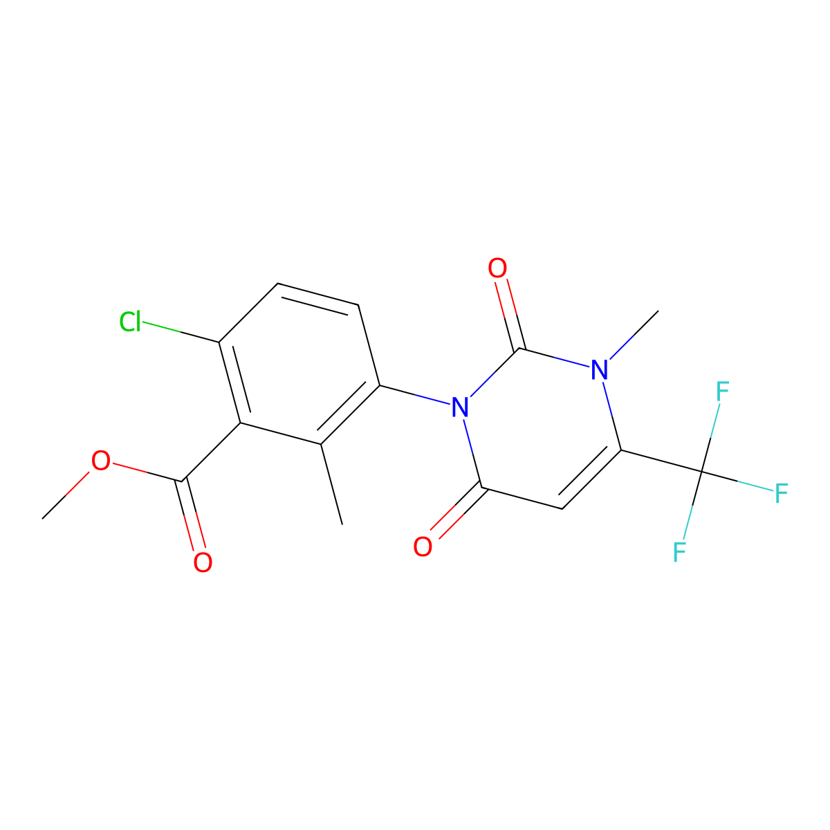 Methyl 6-chloro-2-methyl-3-(3-methyl-2,6-dioxo-4-(trifluoromethyl)-2,3-dihydropyrimidin-1(6H)-yl)benzoate molecular structure, CAS 355390-17-9