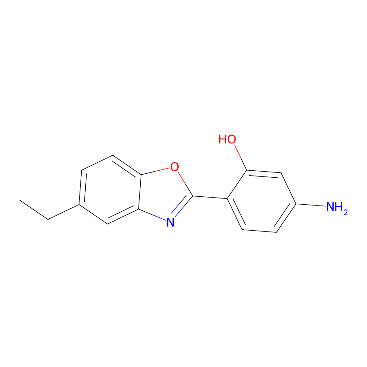 5-Amino-2-(5-ethyl-benzooxazol-2-yl)-phenol molecular structure, CAS 355391-80-9