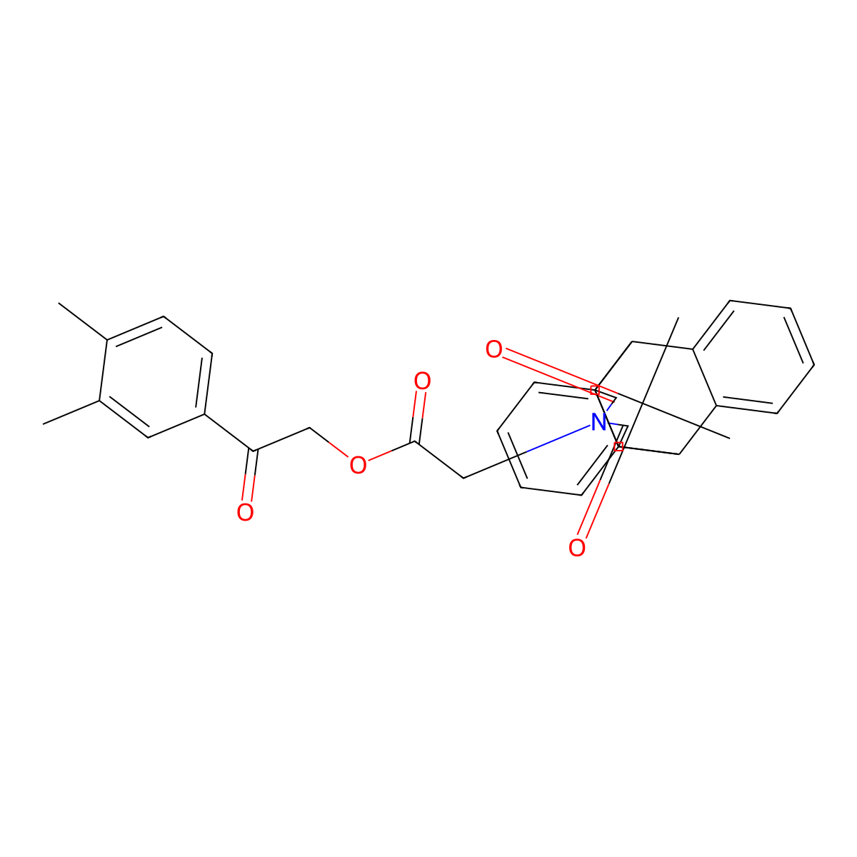 2-(3,4-Dimethylphenyl)-2-oxoethyl (16,18-dioxo-17-azapentacyclo[6.6.5.0~2,7~.0~9,14~.0~15,19~]nonadeca-2,4,6,9,11,13-hexaen-17-yl)acetate (non-preferred name) molecular structure, CAS 355392-12-0