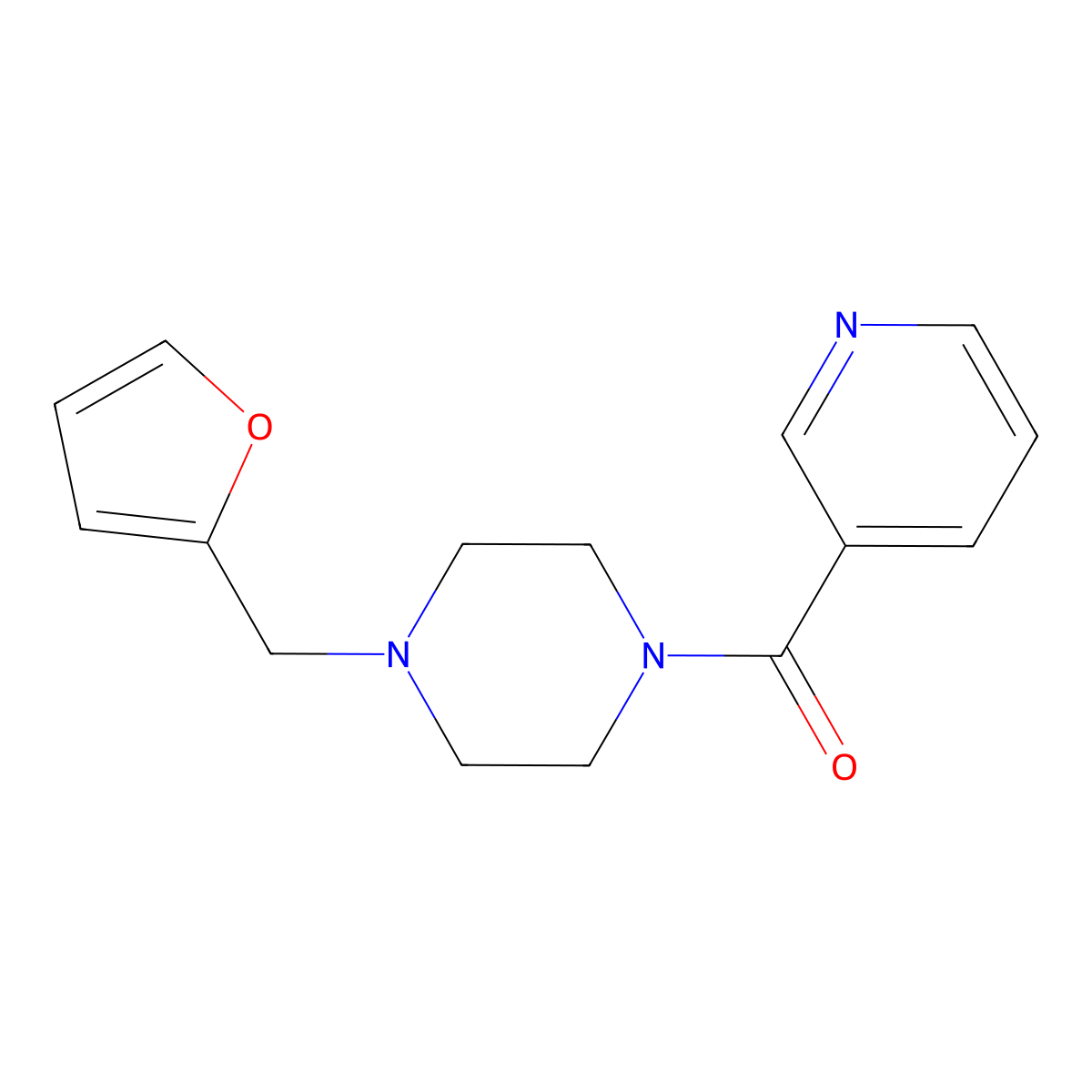 [4-(Furan-2-ylmethyl)piperazin-1-yl](pyridin-3-yl)methanone molecular structure, CAS 355392-75-5